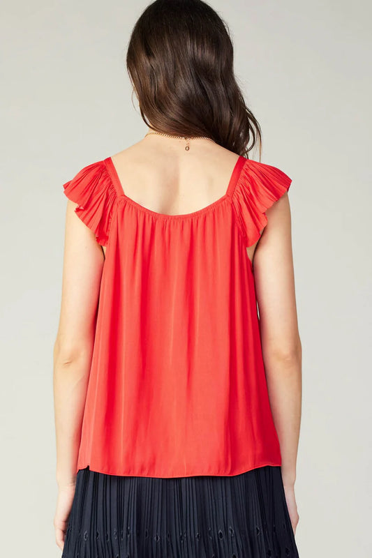 Current Air Sweetheart Pleated Sleeve top