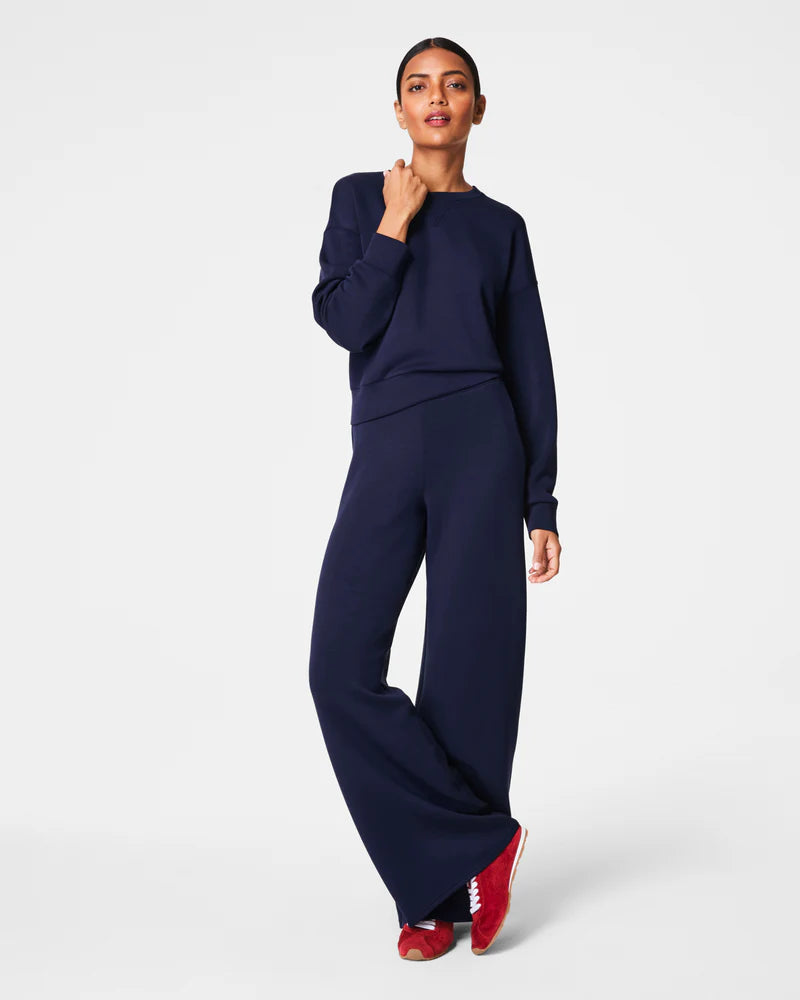 SPANX Airessentials Wide Leg Pant and Crewneck in Very Black or Timeless Navy