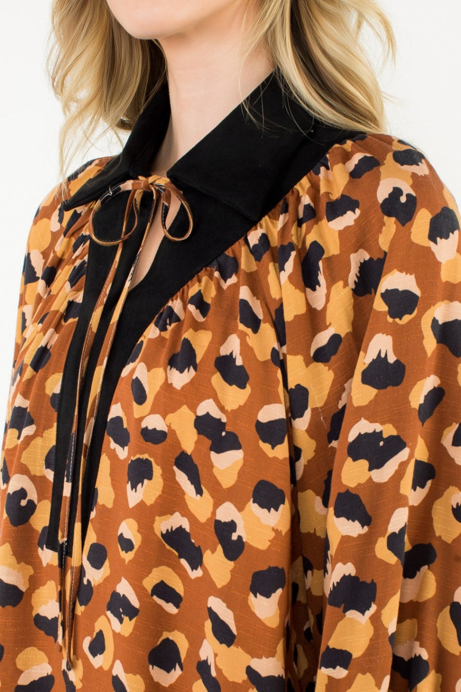 THML Leopard Long Sleeve Print Top