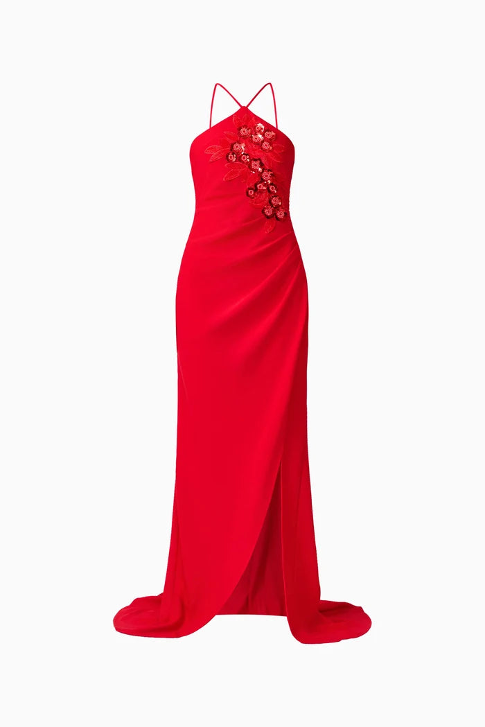 Solina Halter Gown in Red