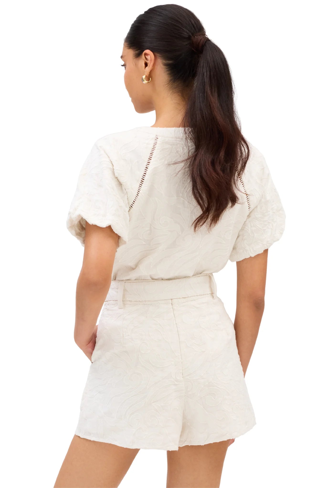 Allison Embroidered Ainsley Shorts Bone