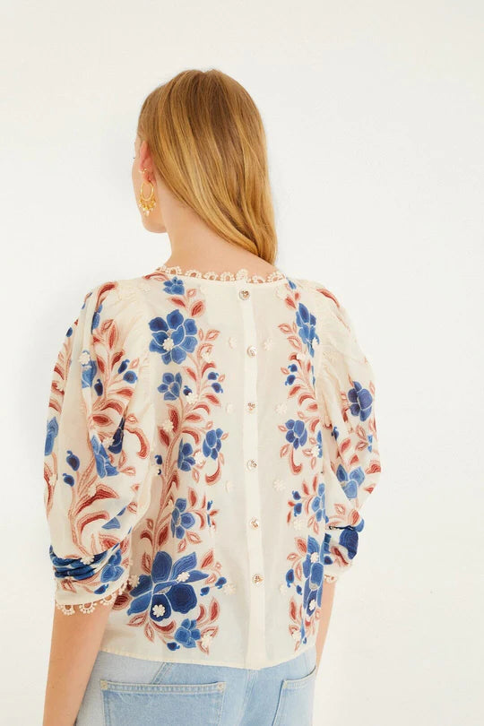 Farm Rio Renata Floral Sand Blouse