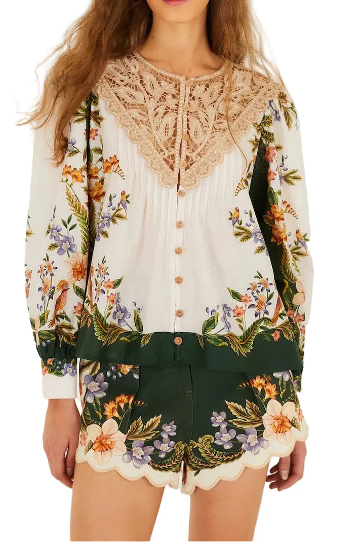 Farm Rio Nature Sand Long Sleeve Blouse