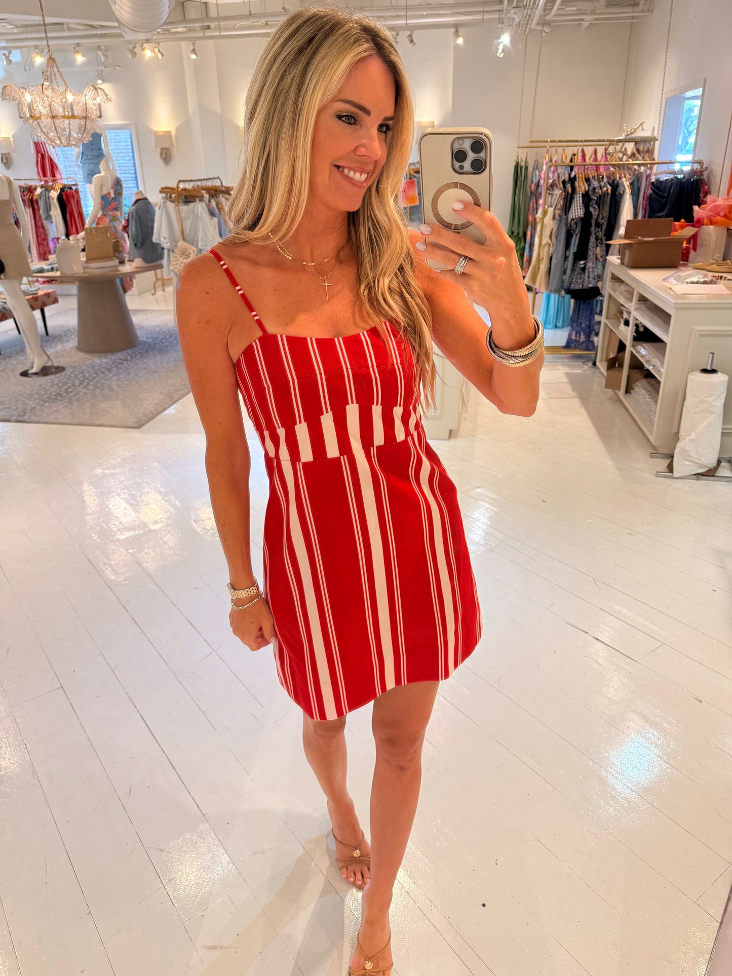 Anna Cate Lauryn Red Striped Dress