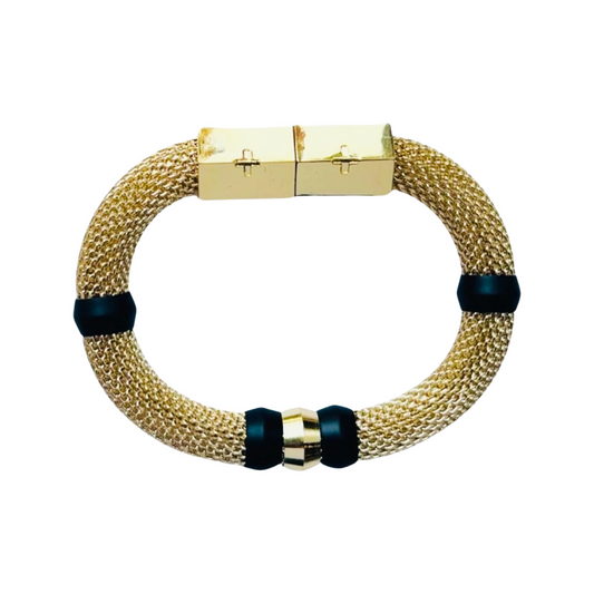 HOLST+LEE Mesh Colorblock Bracelet in Gold/Black