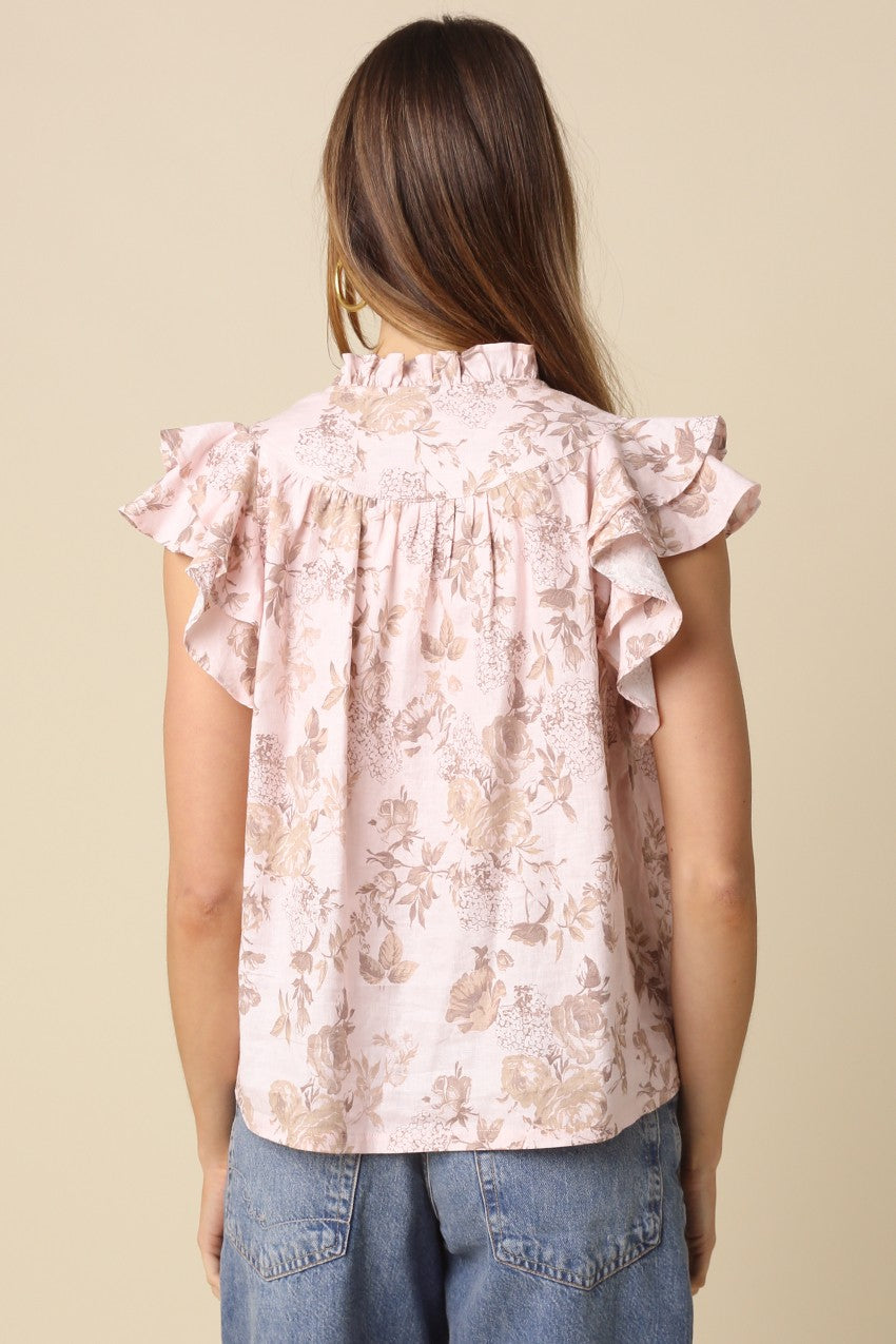 Regina Pink Floral Ruffle Blouse