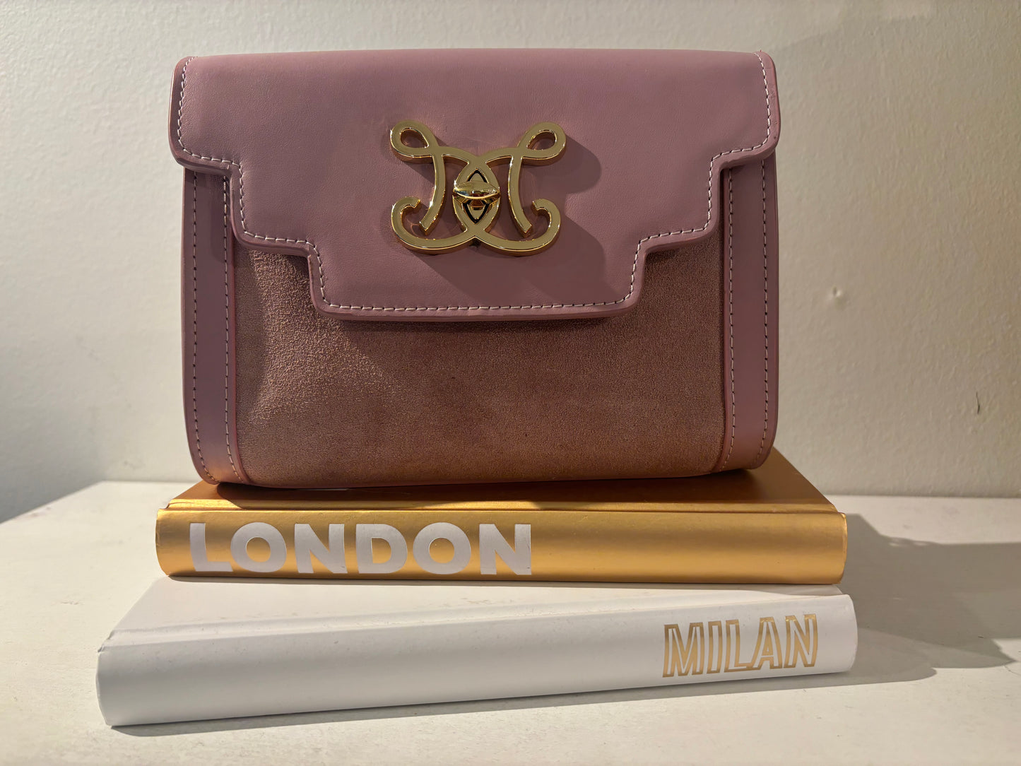 De Marquet Two-toned Velour Power Pink Bag
