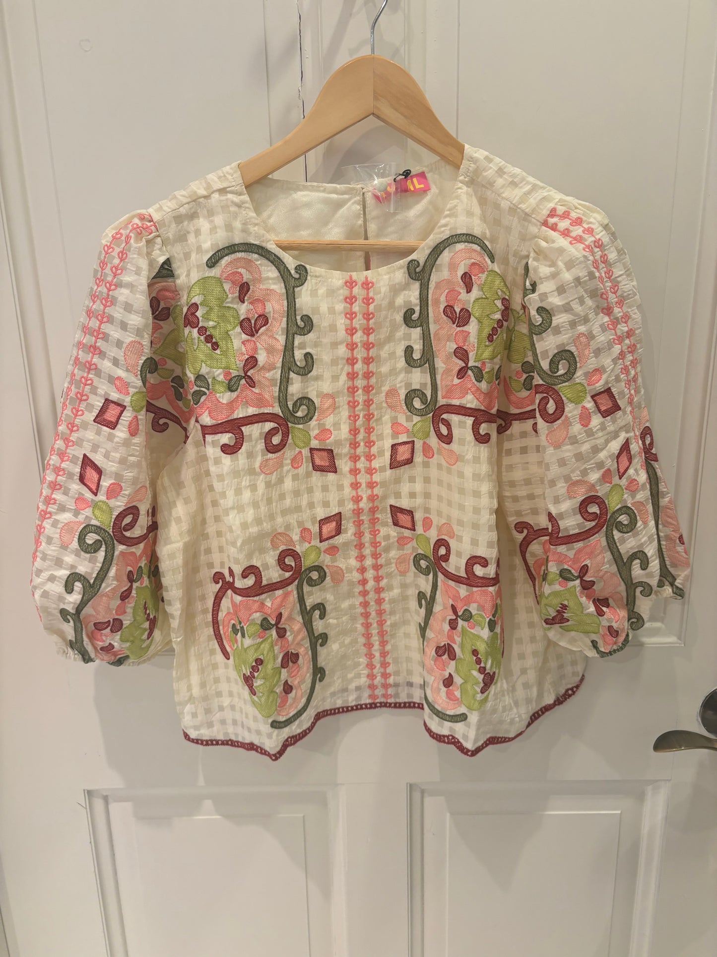 THML Maddie Embroidered Textured Top