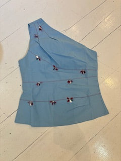 Never A Wallflower Poppy Beaded One Sholder Top
