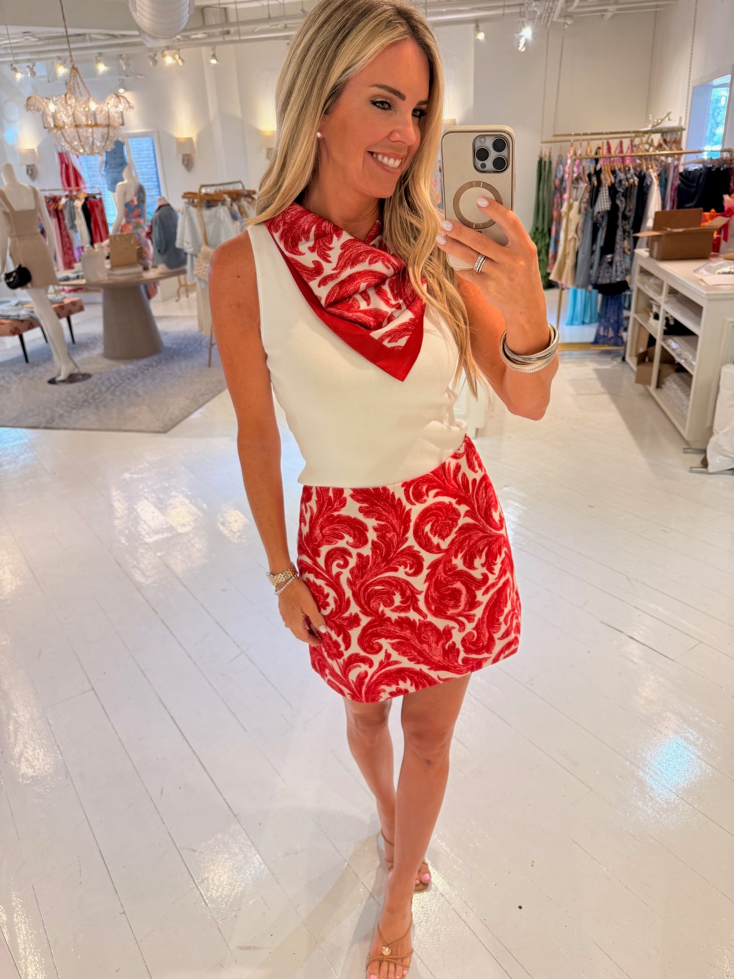 Anna Cate Paisley Scarf in Red
