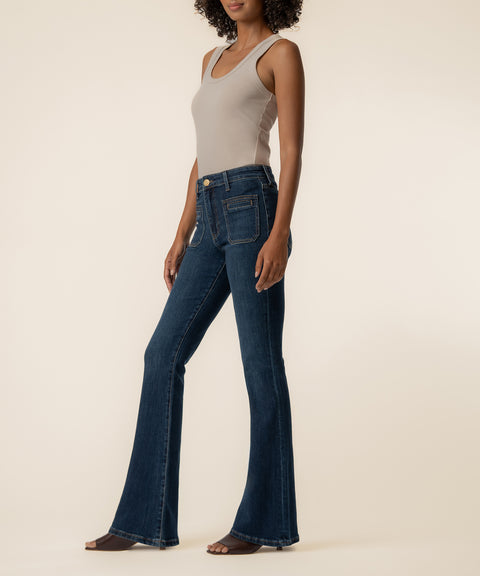 Kut Ana Bella High Rise Flare Front Welt Pockets