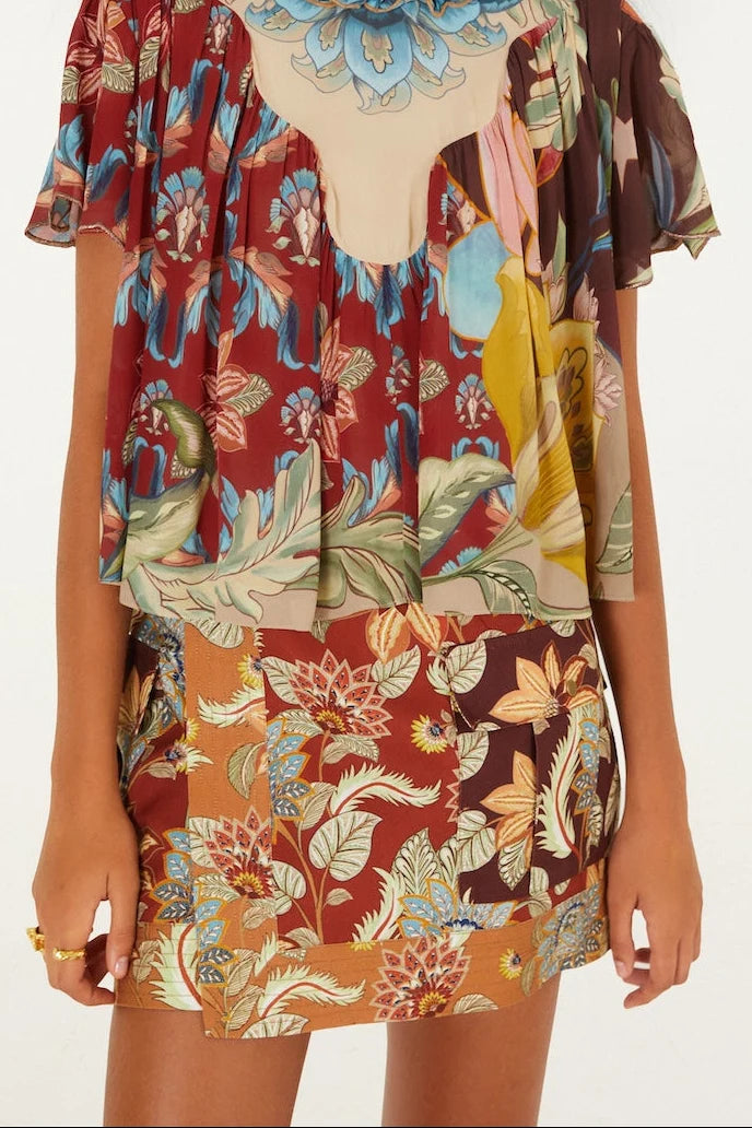 Farm Rio Lunar Boho Multicolor Mini Skirt