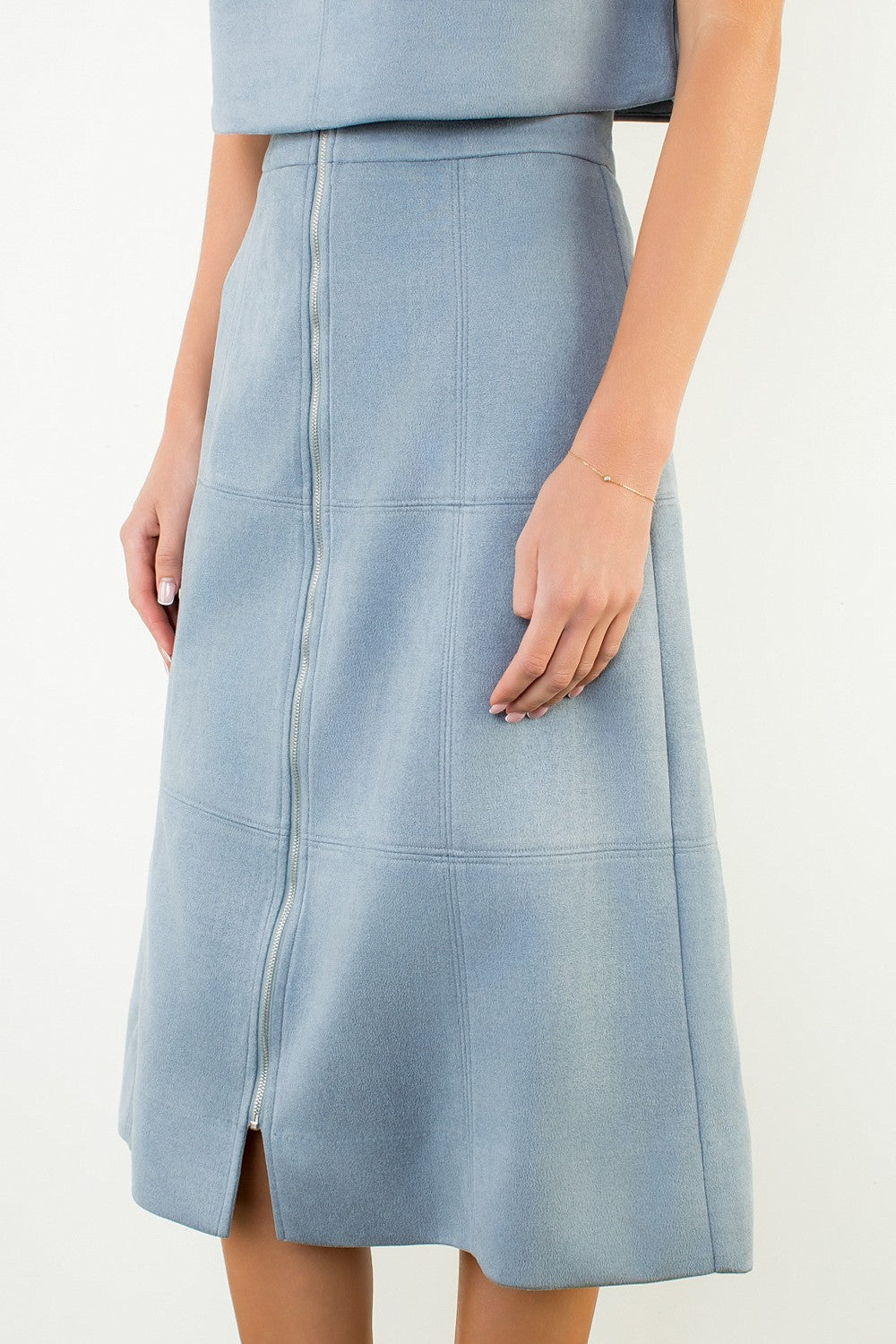THML Shay Suede Zipper Skirt