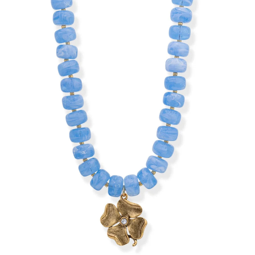 Bracha Clover Muse Necklace in Blue