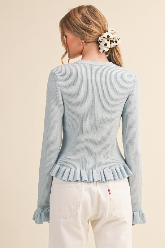 Melody Ruffle Hem Cardigan Sweater
