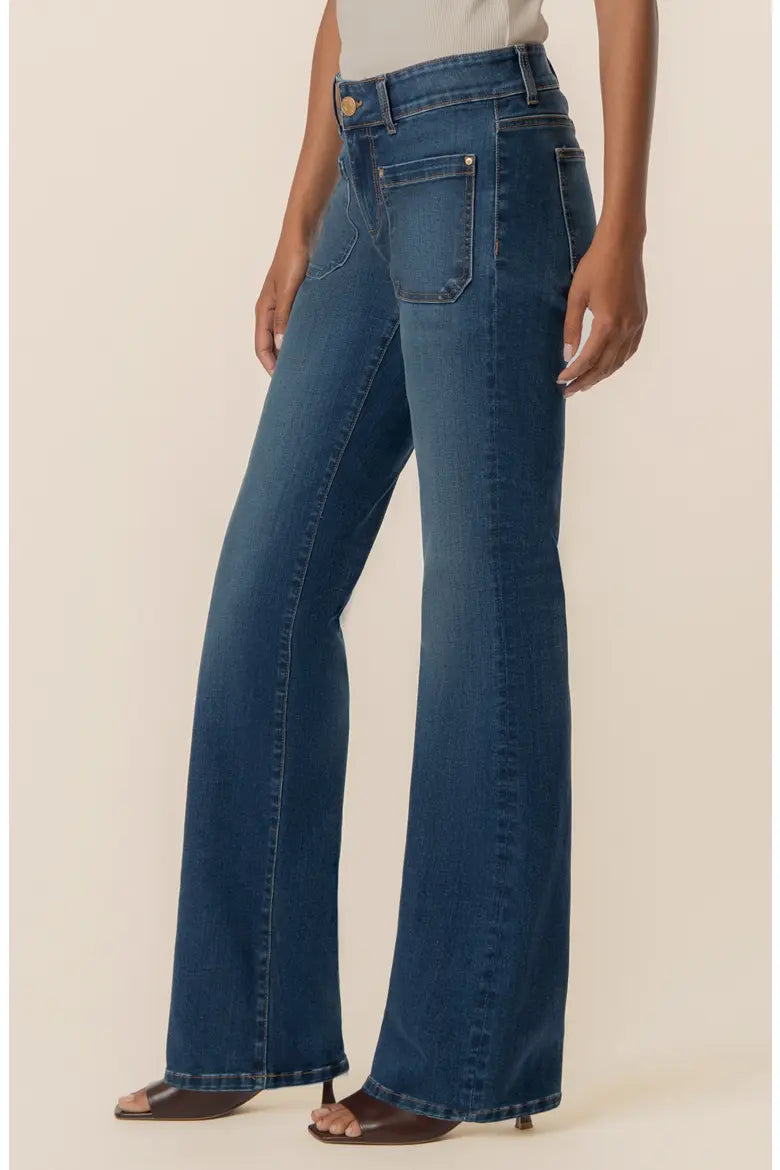 KUT Natalie Mid Rise Flare Patch Pocket Jean