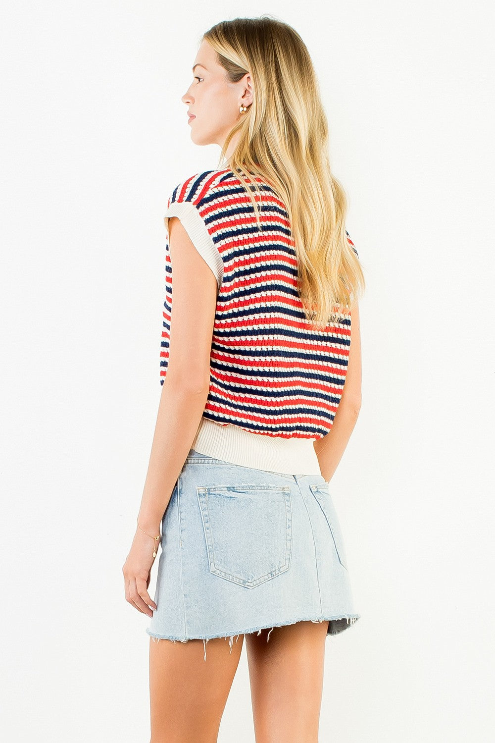 THML Petra Collared Stripe Knit Top