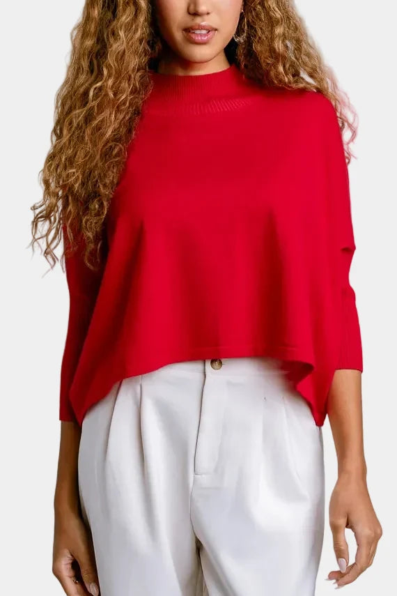 Kerisma Aja Mock-neck Top in Red