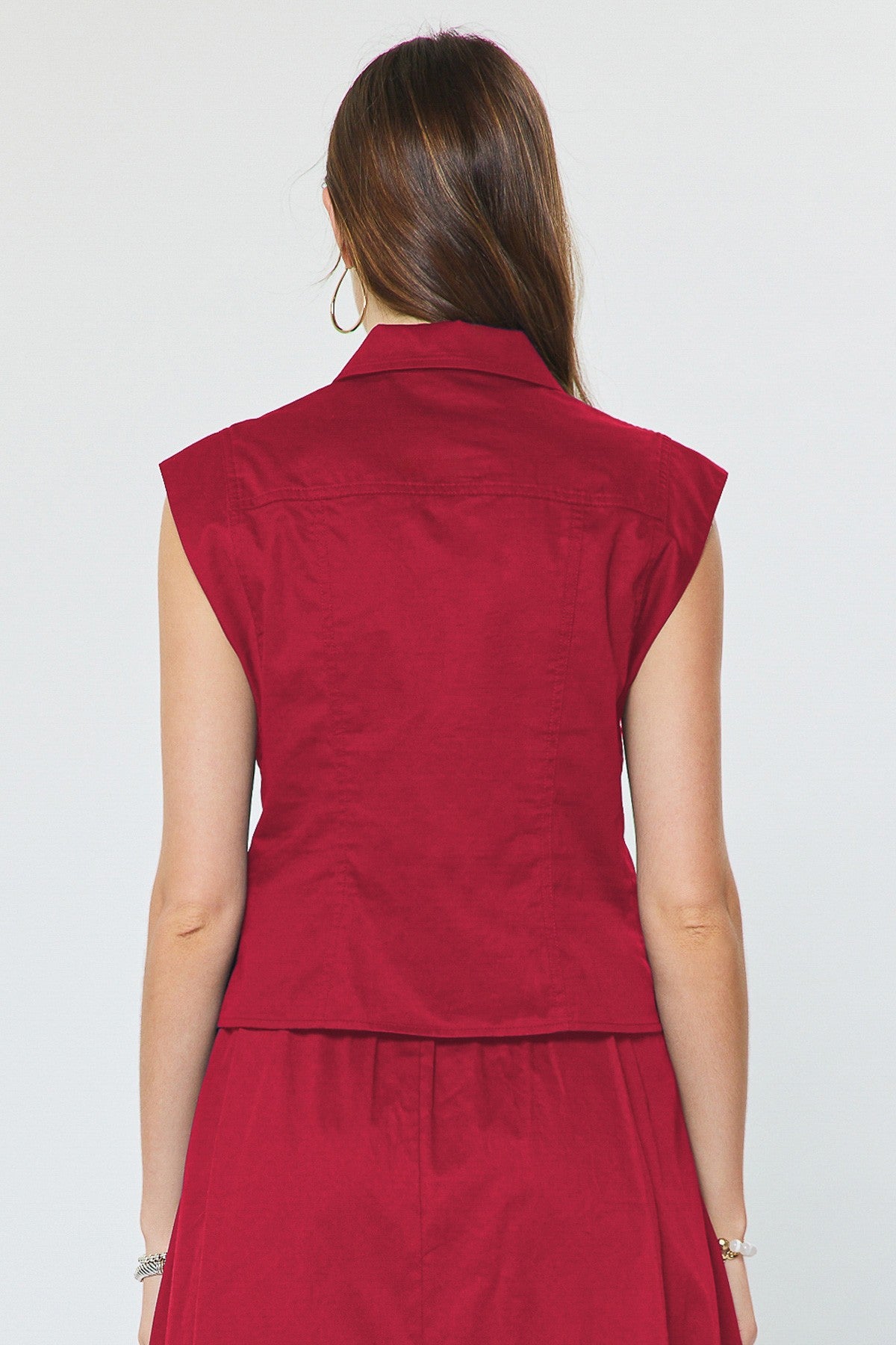 Sarah Cap Sleeve Top in Red