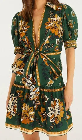 Farm Rio Ayla Green Mini Dress