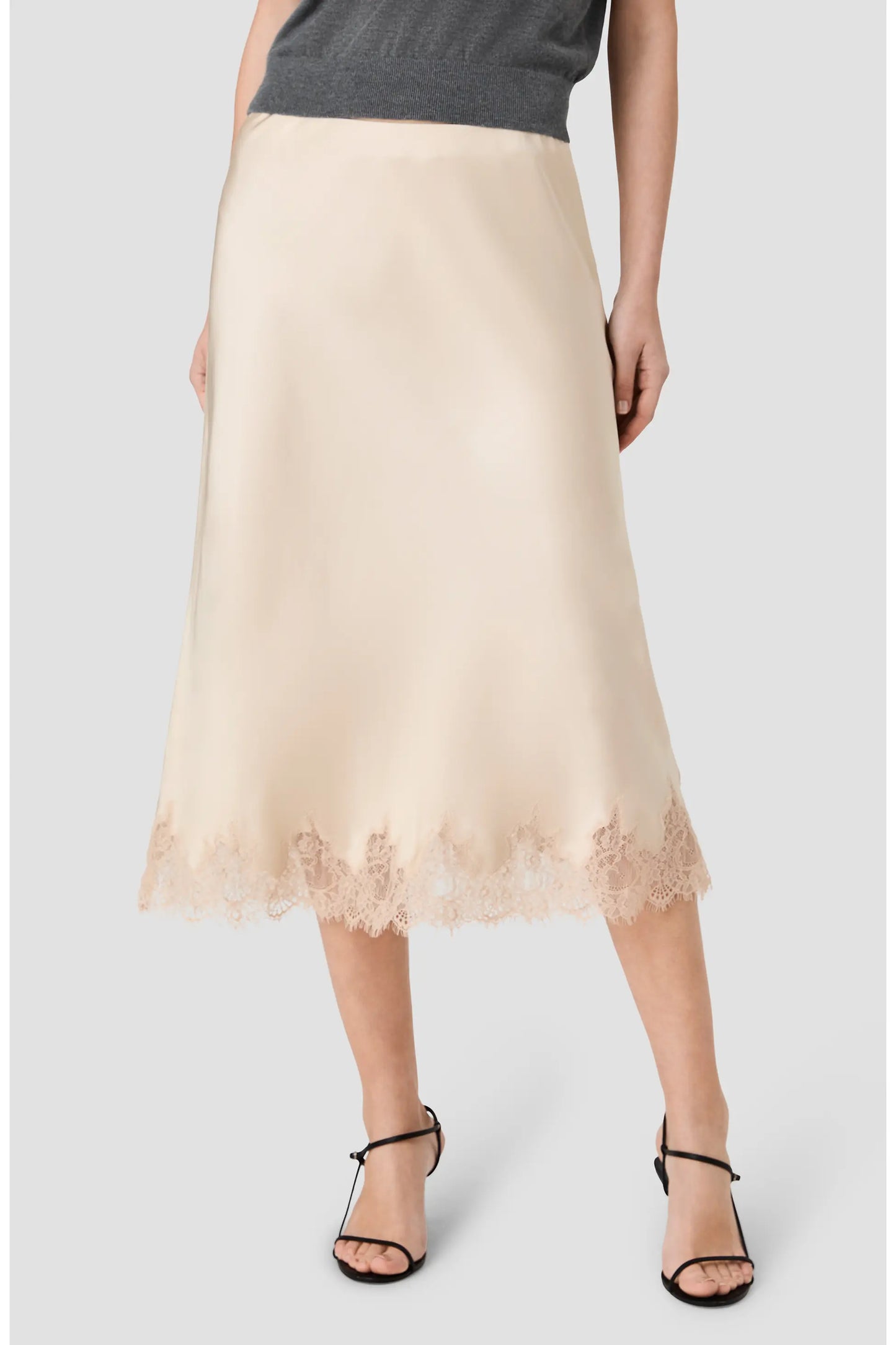 Ennis Satin Lace Midi Skirt