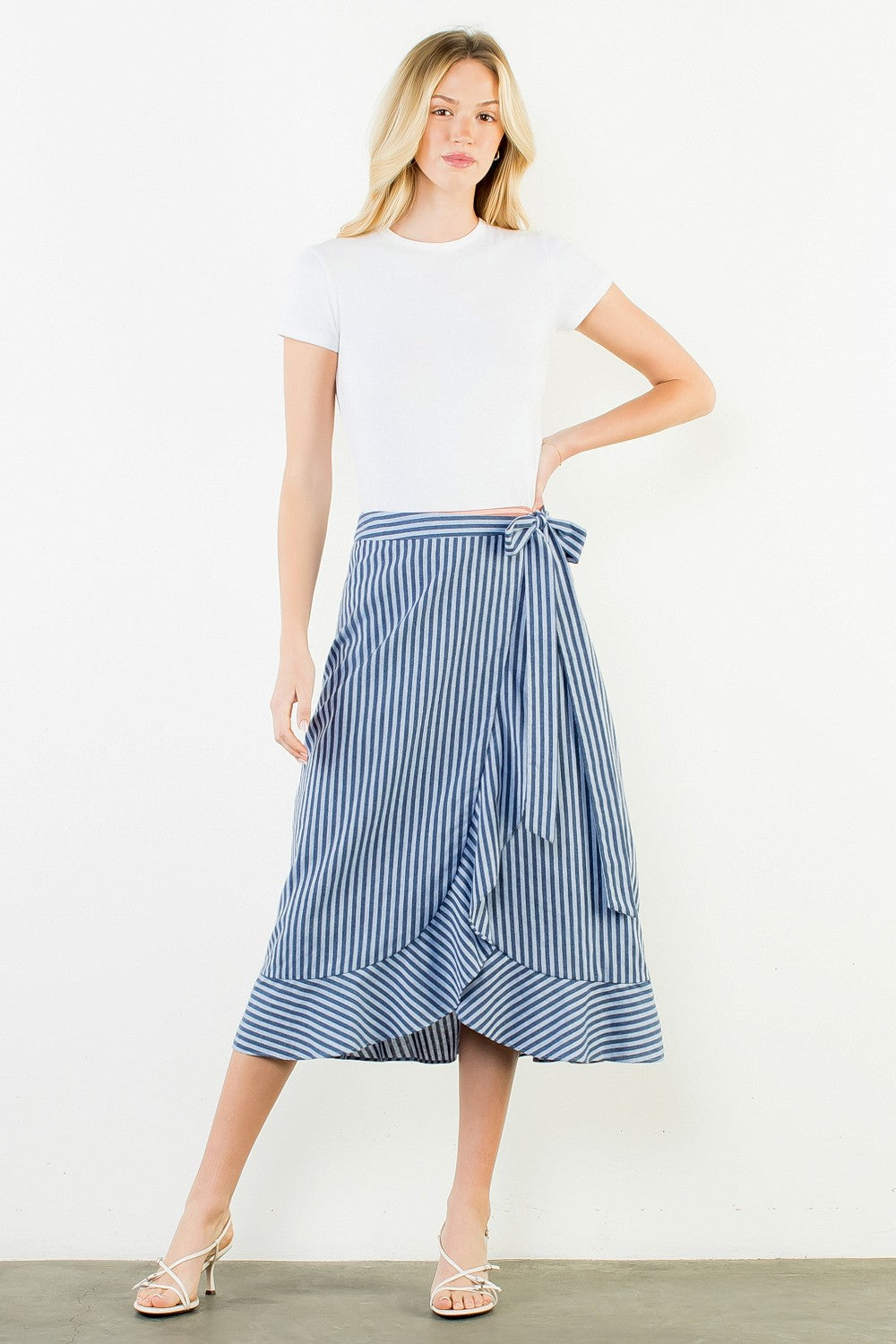 THML Sally Stripe Wrap Skirt