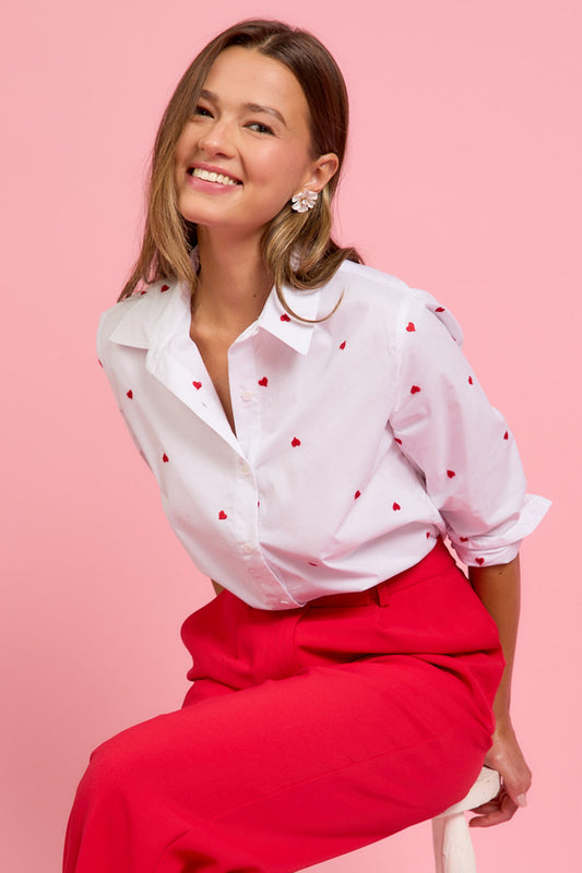 Cora Heart Button Down Shirt