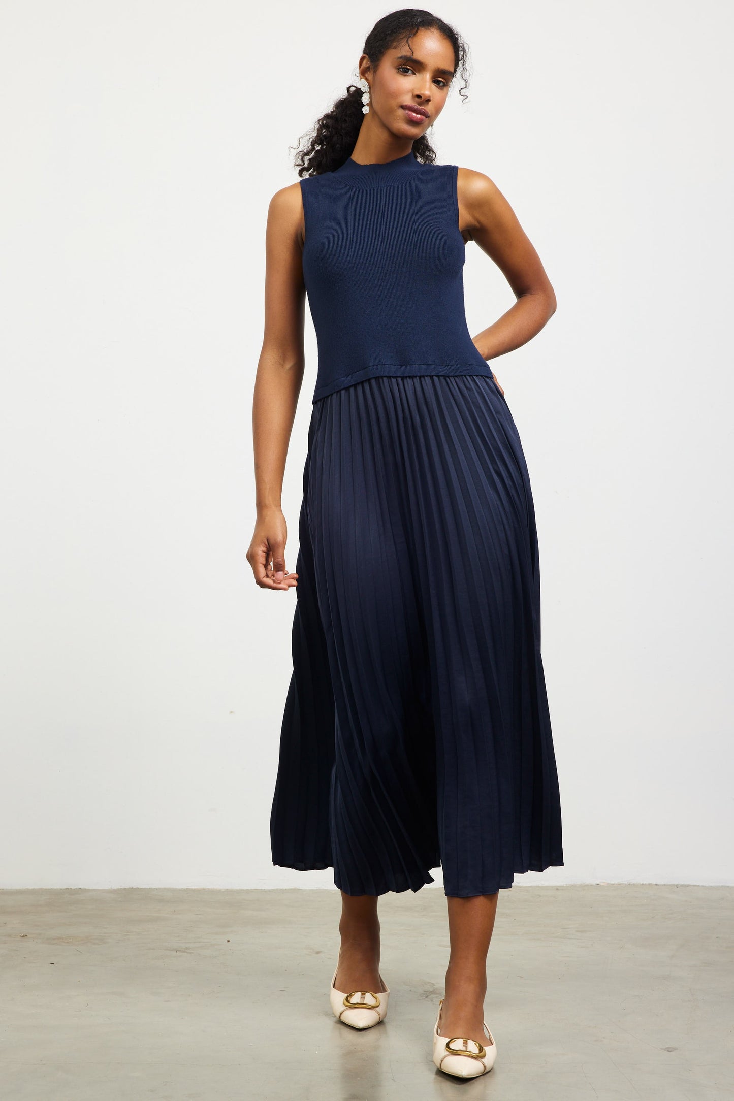 Crews Pleated Midi Dress