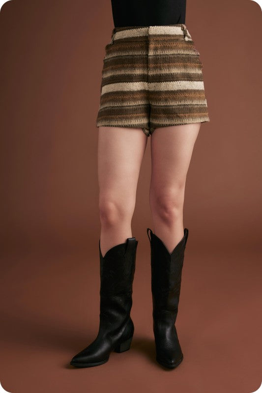 Alanis Scallop Edge Striped Shorts