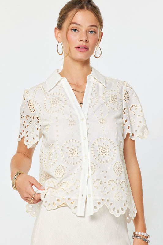 Shannon Eyelet Short Sleeve Shirt