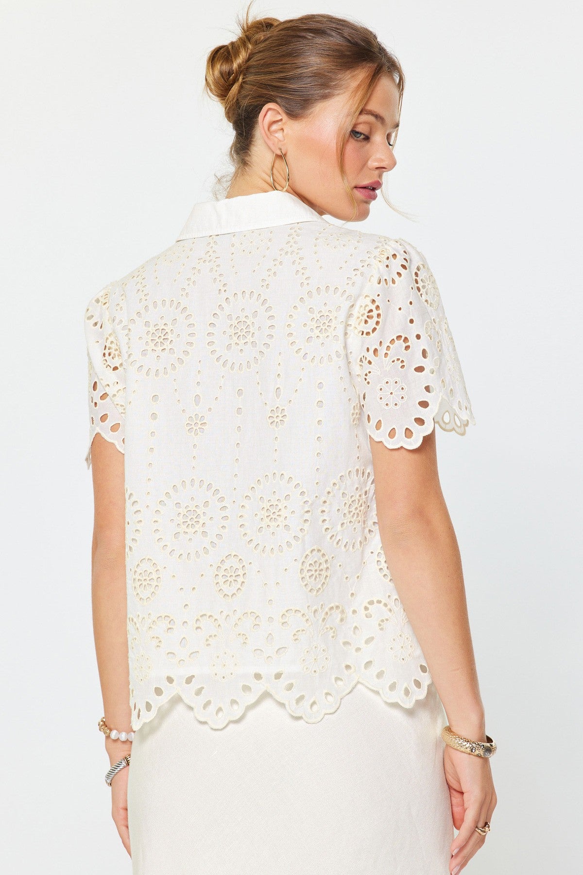 Shannon Eyelet Short Sleeve Shirt