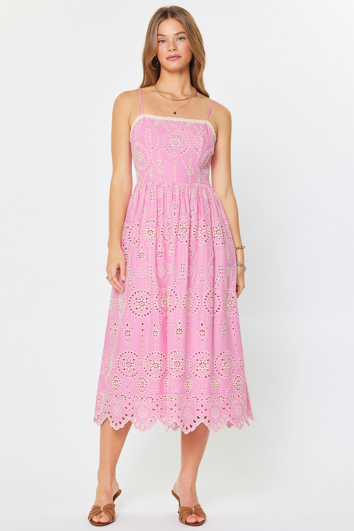 James Eyelet Cami Midi Dress