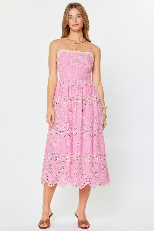 James Eyelet Cami Midi Dress