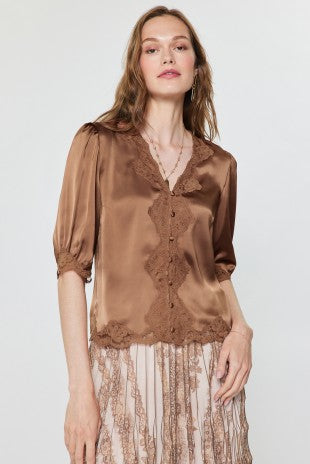 Dove Lace Satin Blouse