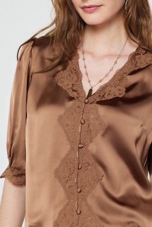Dove Lace Satin Blouse