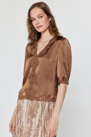 Dove Lace Satin Blouse