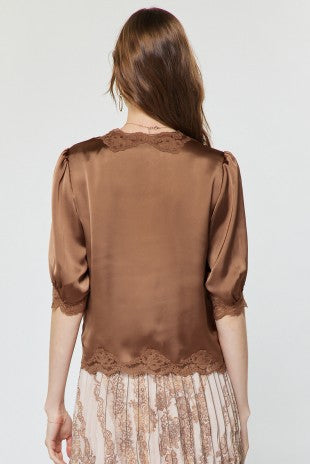 Dove Lace Satin Blouse