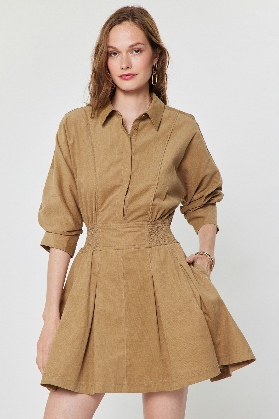 Turner Corduroy Shirt Mini Dress
