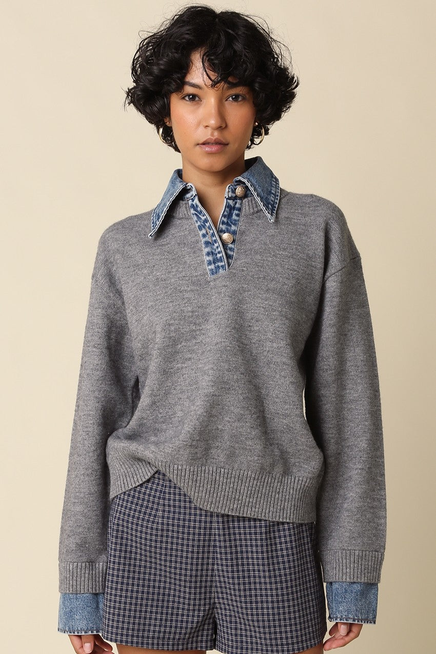 Sloan Denim Contrast Sweater