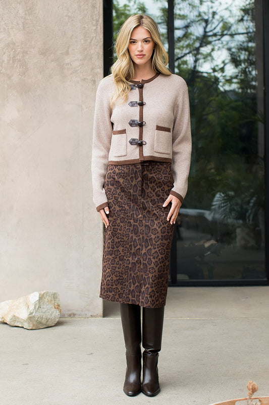 THML Cheetah Suede Skirt
