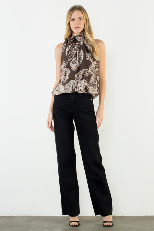 May Halter Paisley Print Top