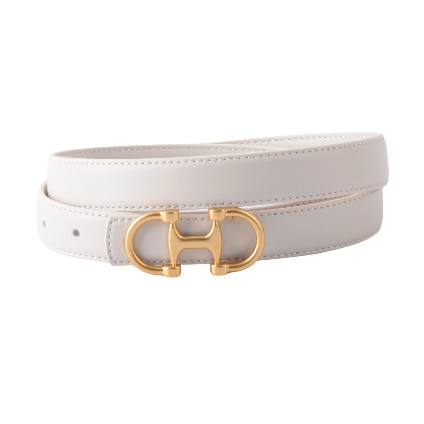 Brandi Stitched Clean Leather Belt with Horsebit Buckle