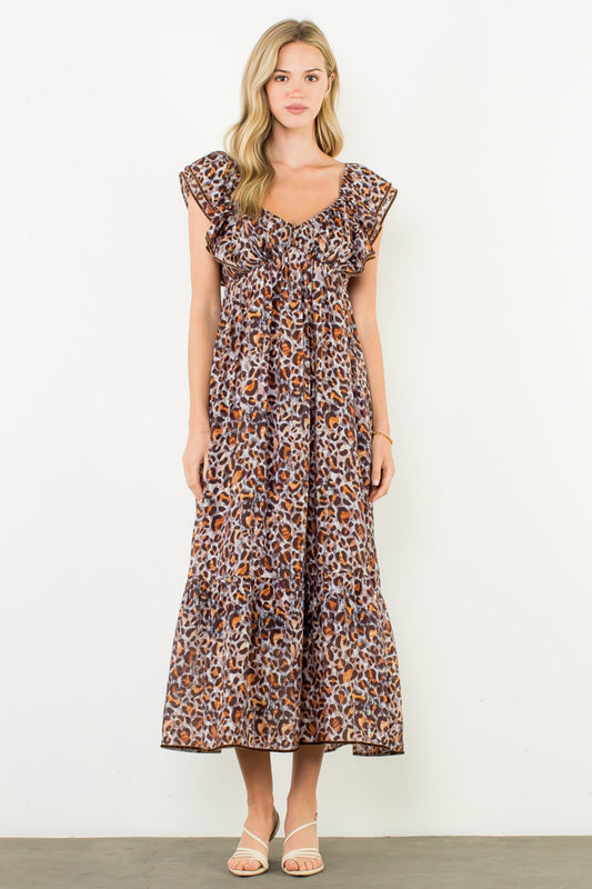 THML Flutter Sleeve Leopard Dress