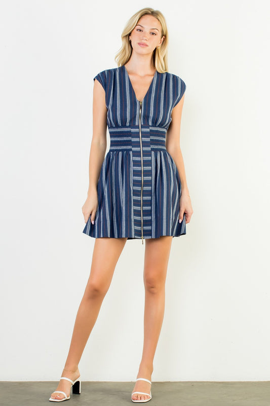 THML Doris Striped V-Neck Dress