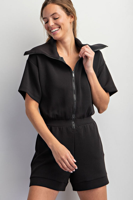 Haley Modal Short Sleeve Full Zip Romper