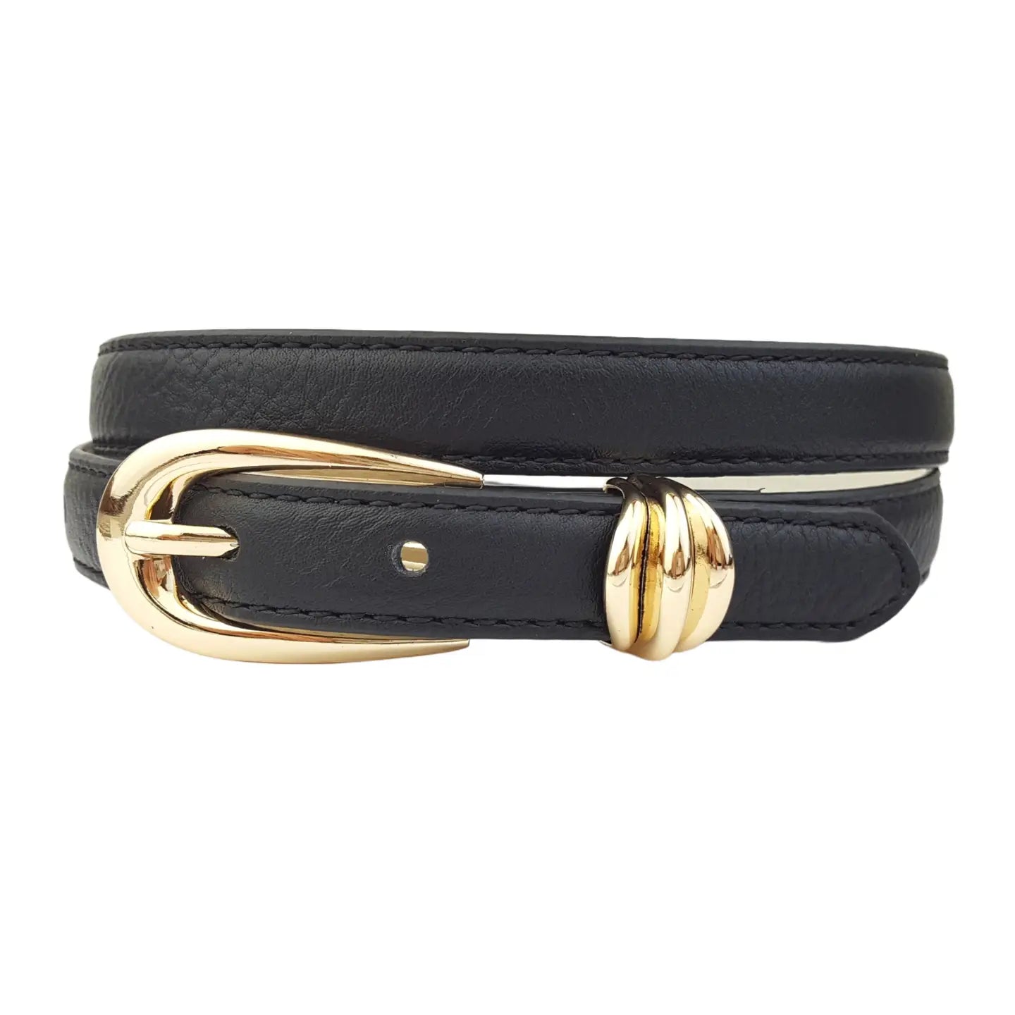 Sidney Shinny Gold Tone Buckle and Loop Belt