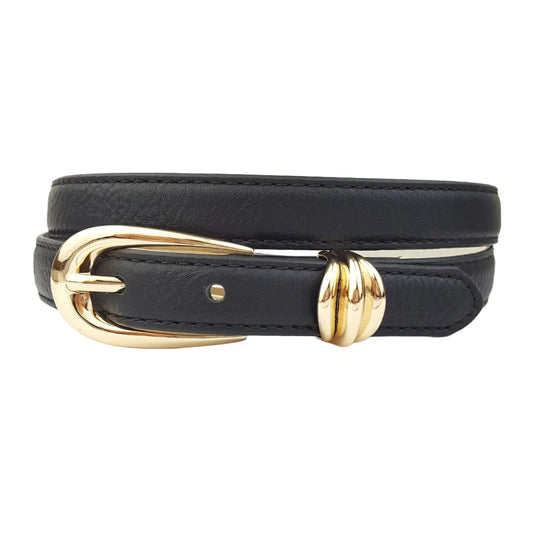 Sidney Shinny Gold Tone Buckle and Loop Belt