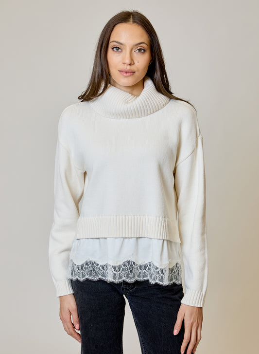 DH Cowl Neck Twofer Sweater