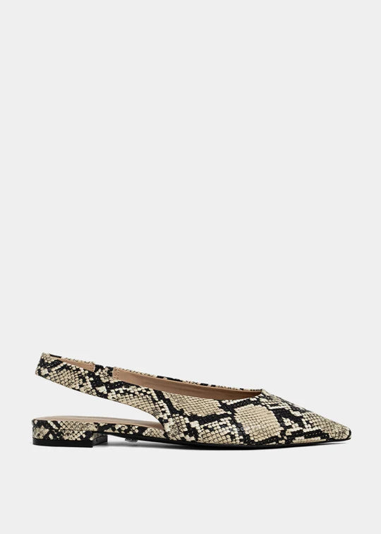 Amelia Snake Sling Back Flats