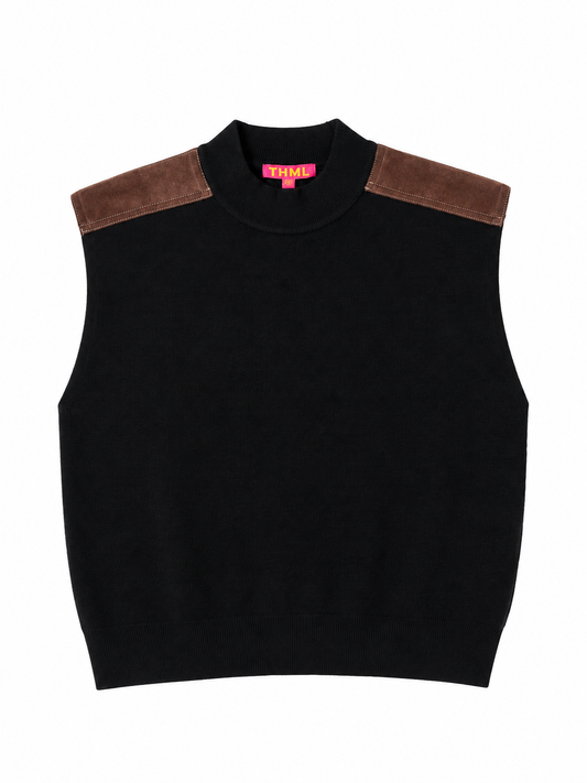 THML Denise Turtleneck Suede Shoulder Sweater